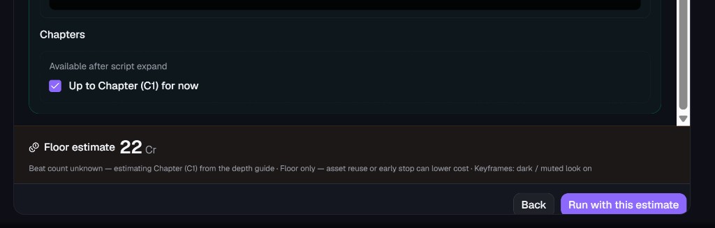 Estimate confirmation and order button